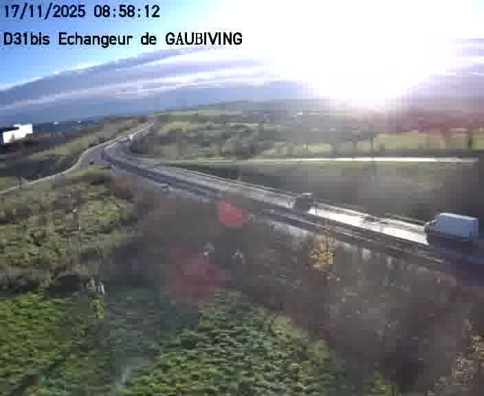 Dispositif d’observation sur D31bis (France) à Gaubiving, en direction de Sarreguemines, offrant une visualisation fiable des conditions de circulation.