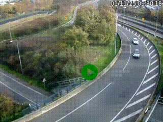 Caméra autoroute à la jonction entre l'A7 et la D301 (Boulevard urbain Sud de Lyon) à Feyzin, au sud de Lyon. Vue orientée vers Mions