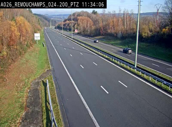 Webcam E25/A26 à Aywalle, à hauteur de Spa. Vue orientée vers Liège
