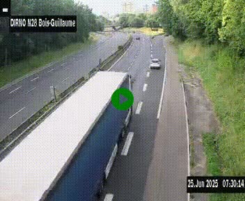 Webcam routière à hauteur de Bois-Guillaume en périphérie de Rouen. Vue orientée vers Rouen