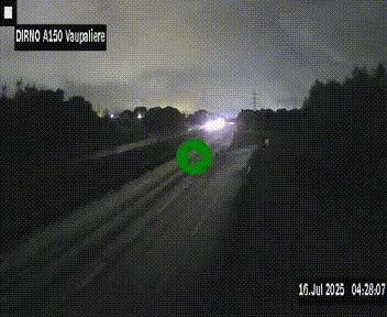 Webcam autoroute A150 à hauteur de La Vaupalière en périphérie de Rouen. Vue orientée vers Rouen