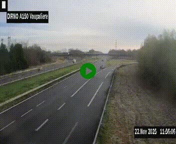 Webcam autoroute A150 à hauteur de La Vaupalière en périphérie de Rouen. Vue orientée vers Rouen