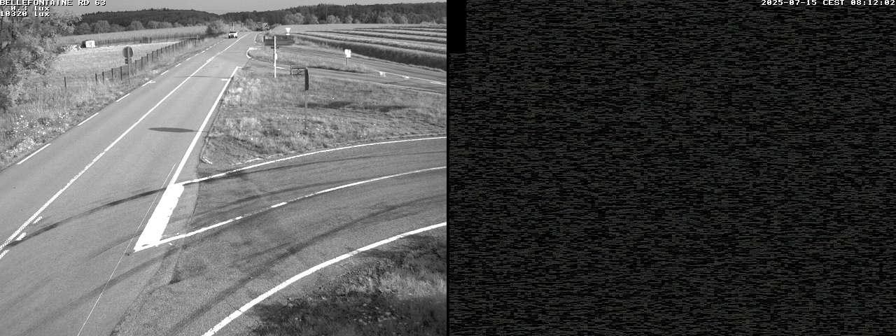 Webcam à Bellefontaine dans les Vosges à 552 mètres d'altitude sur la D63, à la jonction avec la D20A