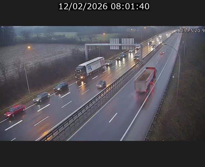 Traffic live webcam Luxembourg Croix de Bettembourg, rond-point d'Hellange - A13 direction Allemagne - BK 20.9