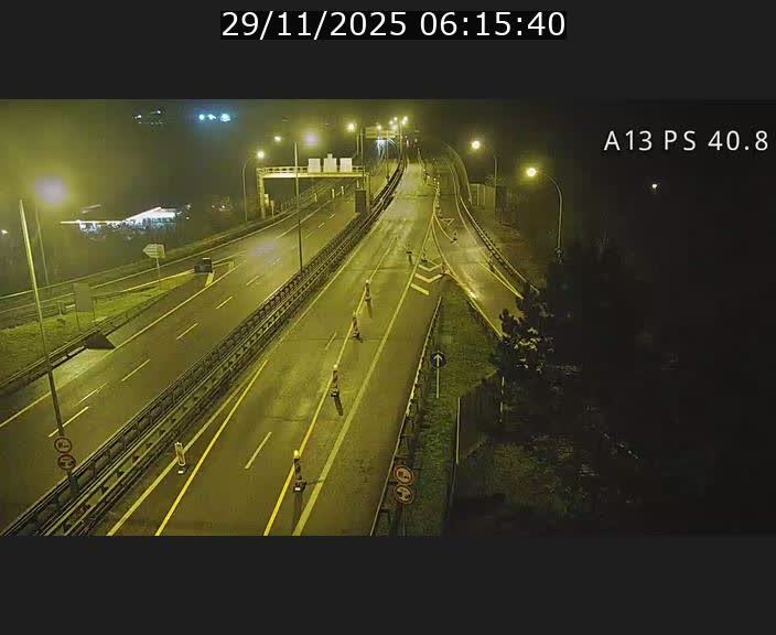 Webcam autoroute A13 à la sortie est du tunnel Markusbierg à Schengen. Vue sur le pont de la Moselle, vers l'Allemagne