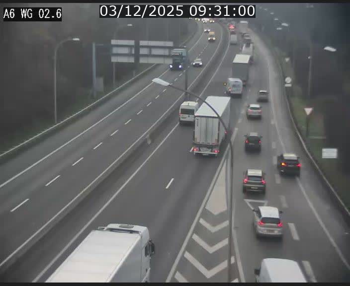 Traffic live webcam Luxembourg Croix de Cessange - A6 - BK 2.6 - direction France/Allemagne