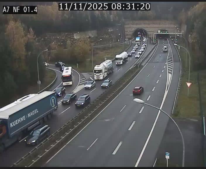 Caméra autoroute Luxembourg A7 - Echangeur Waldhaff - direction Tunnel Stafelter