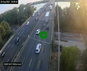Webcam sur le périphérique de Bordeaux à l'est de la ville. Caméra située sur le Pont Mitterand sur la N230