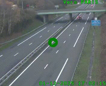 Caméra routière sur l'autoroute A20 au nord de Limoges, à la jonction avec la N520. Vue orientée vers Paris