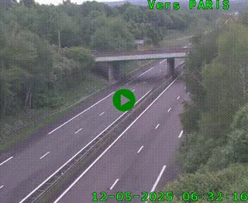 Caméra routière sur l'autoroute A20 au nord de Limoges, à la jonction avec la N520. Vue orientée vers Paris