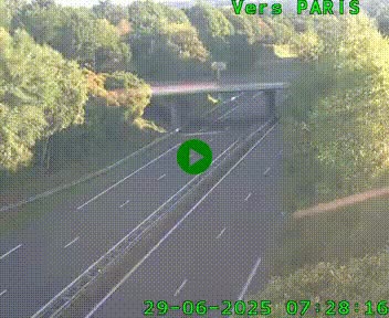 Caméra routière sur l'autoroute A20 au nord de Limoges, à la jonction avec la N520. Vue orientée vers Paris