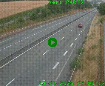 Caméra routière sur l'autoroute A20 à Saint-Hilaire-Bonneval, au sud de Limoges. Vue orientée vers Paris