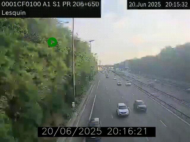 Webcam autoroute A1 à hauteur de Lesquin. Vue orientée vers Lille