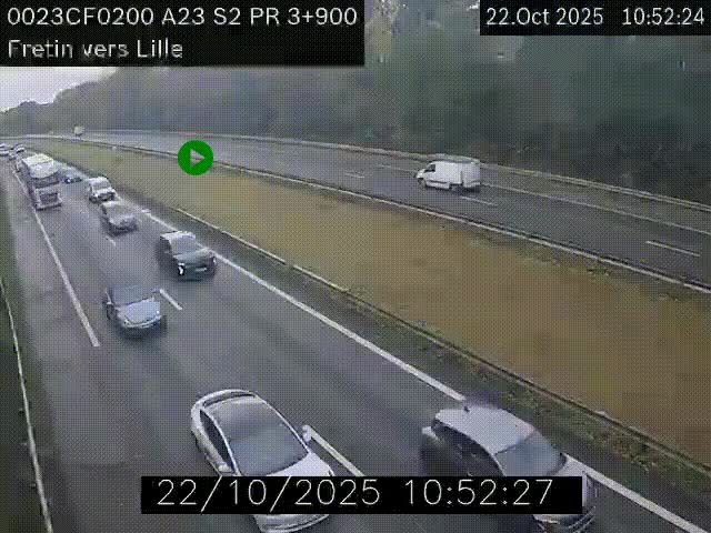 Webcam autoroute A23 à hauteur de Fretin. Vue orientée vers Lille