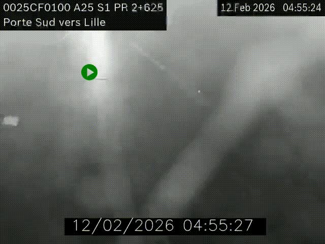 Webcam autoroute A25 sur le périphérique de Lille à hauteur de Lille-Sud et la sortie 3 Faches-Thumesnil. Vue orientée vers Lille-Centre.