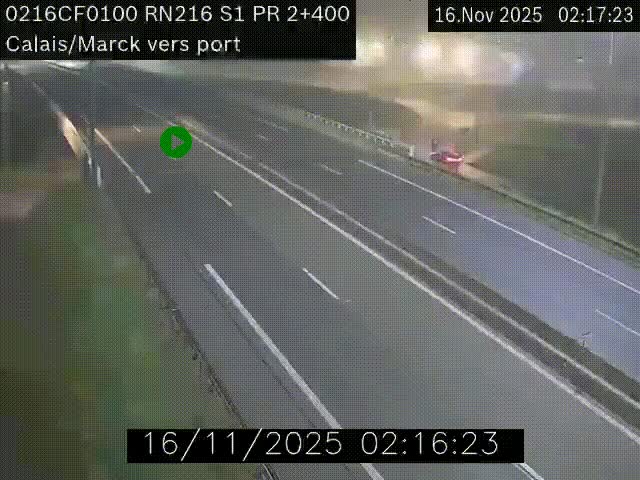 Webcam à Calais sur A216 (N216) en direction du port (harbour) de Calais.