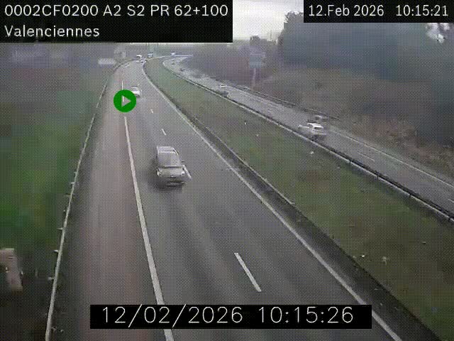 Webcam autoroute A2 à Valenciennes. Vue orientée vers Maubeuge et Mons (Belgique)