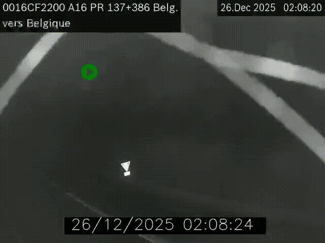 Webcam à la frontière franco-belge au niveau de Bray-Dunes/De-Panne sur l'autoroute A16. Vue orientée vers la Belgique