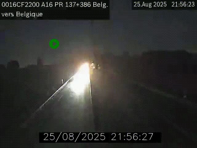 Webcam à la frontière franco-belge au niveau de Bray-Dunes/De-Panne sur l'autoroute A16. Vue orientée vers la Belgique