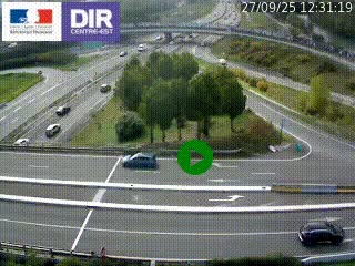 Webcam traffic à Grenoble-sud sur l'autoroute A480. Vue orientée vers l'entrée et la sortie de Grenoble