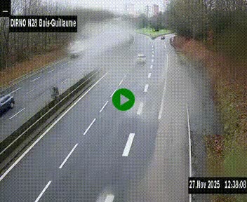 Webcam routière à hauteur de Bois-Guillaume en périphérie de Rouen. Vue orientée vers Rouen