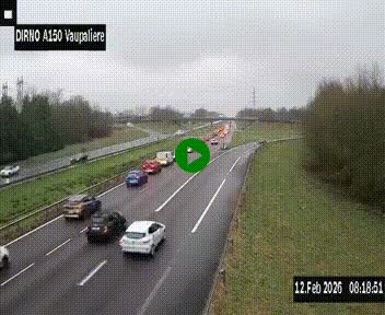 Webcam autoroute A150 à hauteur de La Vaupalière en périphérie de Rouen. Vue orientée vers Rouen