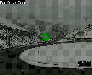 Webcam sur la N22 au niveau du poste frontière entre la France et Andorre à proximité de Pas de la Case à plus de 2000 mètres d'altitude