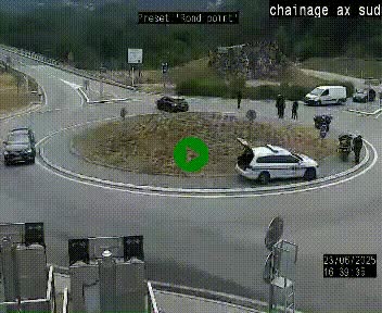 Webcam au nord d'Ax-les-Thermes au niveau de l'aire de chaînage de la N20. Vue orientée vers les Pyrénées, en direction de Pas de la Case