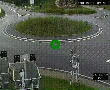 Webcam au nord d'Ax-les-Thermes au niveau de l'aire de chaînage de la N20. Vue orientée vers les Pyrénées, en direction de Pas de la Case