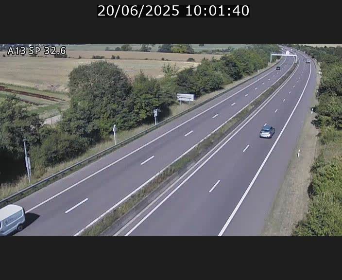 Webcam info trafic A13 à hauteur de Mondorf-les-bains. Vue orientée vers Altwies