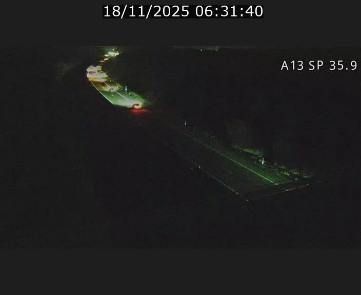 Webcam trafic sur A13 à l'entrée ouest du tunnel Markusbierg à Remerschen. Vue orientée vers Mondorf-les-Bains.