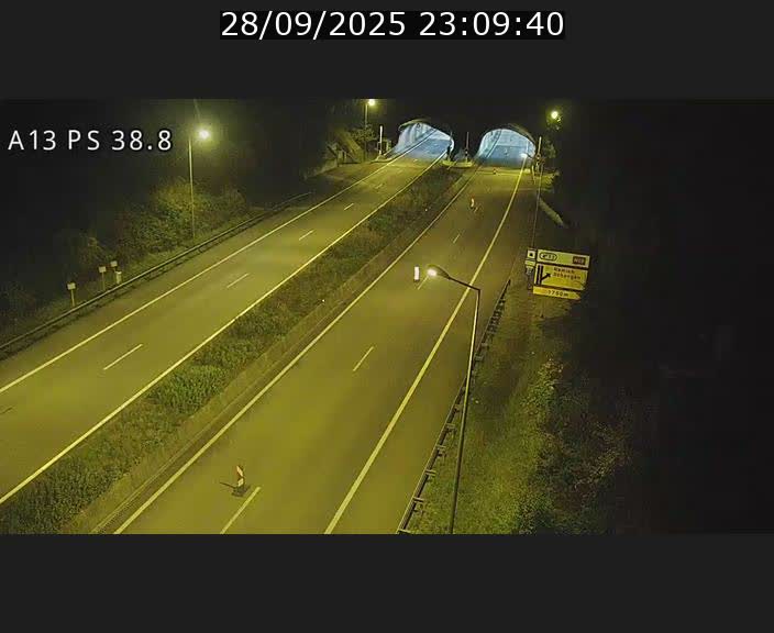 Webcam autoroute A13 à l'entrée ouest du tunnel Markusbierg à Schengen. Vue orientée vers Mondorf-les-Bains