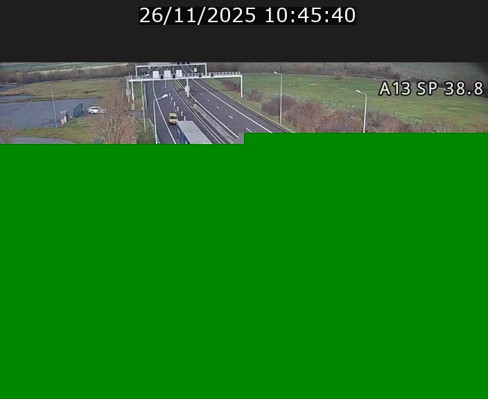Webcam autoroute A13 à l'entrée ouest du tunnel Markusbierg à Schengen. Vue orientée vers le tunnel et l'Allemagne