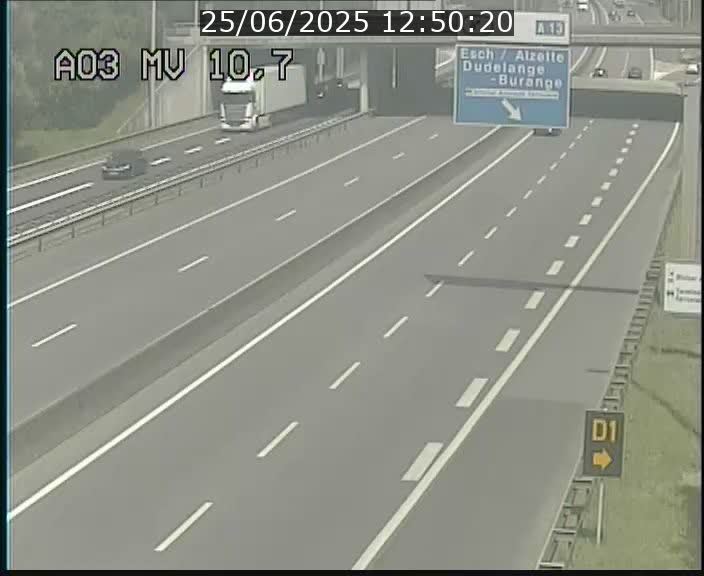 Traffic live webcam Luxembourg Croix de Bettembourg - A3 - BK 10.7 - direction France