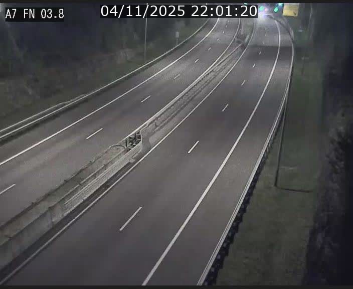 Caméra autoroute Luxembourg A7 - Passage à gibier Rëngelbour - direction Tunnel Stafelter