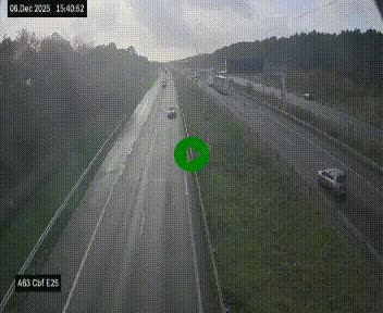 Webcam autoroute A63 en périphérie de Bordeaux au sud-est de la ville, en provenance du bassin d'Arcachon. Vue orientée vers Bordeaux