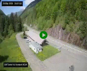 Webcam à l'entrée du tunnel du Somport, côté français, sur la N134, dans les Pyrénées, en direction de l'Espagne, à 1116 mètres d'altitude