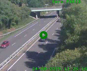 Caméra routière sur l'autoroute A20 au nord de Limoges, à la jonction avec la N520. Vue orientée vers Paris