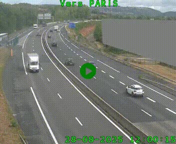 Caméra routière sur l'autoroute A20 à Brive-la-Gaillarde, à la jonction avec l'A89. Vue orientée vers Paris