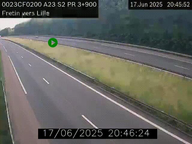 Webcam autoroute A23 à hauteur de Fretin. Vue orientée vers Lille