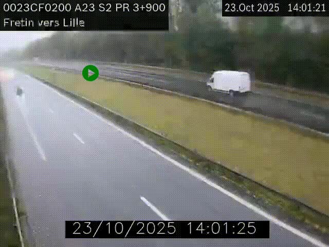 Webcam autoroute A23 à hauteur de Fretin. Vue orientée vers Lille