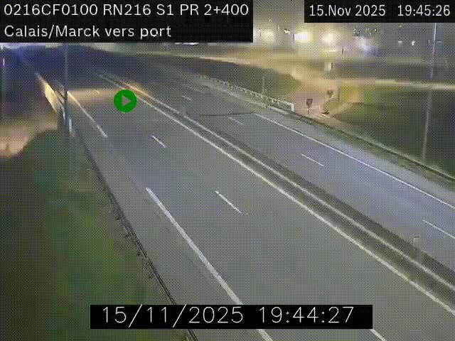 Webcam à Calais sur A216 (N216) en direction du port (harbour) de Calais.