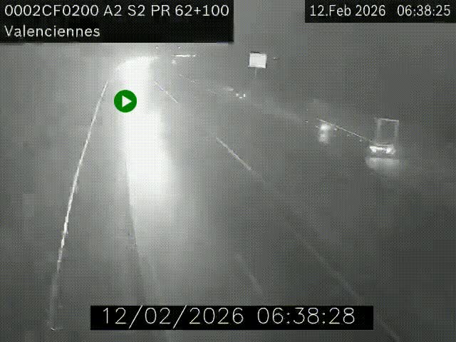 Webcam autoroute A2 à Valenciennes. Vue orientée vers Maubeuge et Mons (Belgique)