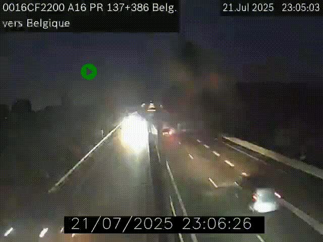 Webcam à la frontière franco-belge au niveau de Bray-Dunes/De-Panne sur l'autoroute A16. Vue orientée vers la Belgique