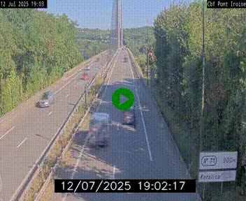 Webcam sur la N165 après le Pont de l'Iroise, à l'entrée de Brest