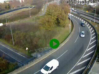Caméra autoroute à la jonction entre l'A7 et la D301 (Boulevard urbain Sud de Lyon) à Feyzin, au sud de Lyon. Vue orientée vers Mions