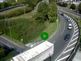 Caméra autoroute à la jonction entre l'A7 et la D301 (Boulevard urbain Sud de Lyon) à Feyzin, au sud de Lyon. Vue orientée vers Mions