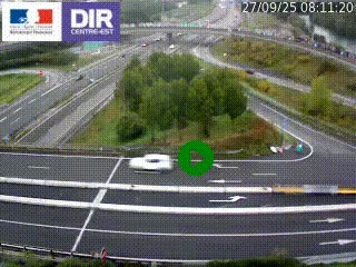 Webcam traffic à Grenoble-sud sur l'autoroute A480. Vue orientée vers l'entrée et la sortie de Grenoble