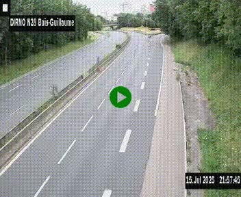 Webcam routière à hauteur de Bois-Guillaume en périphérie de Rouen. Vue orientée vers Rouen