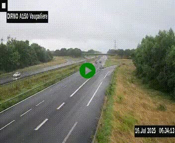 Webcam autoroute A150 à hauteur de La Vaupalière en périphérie de Rouen. Vue orientée vers Rouen